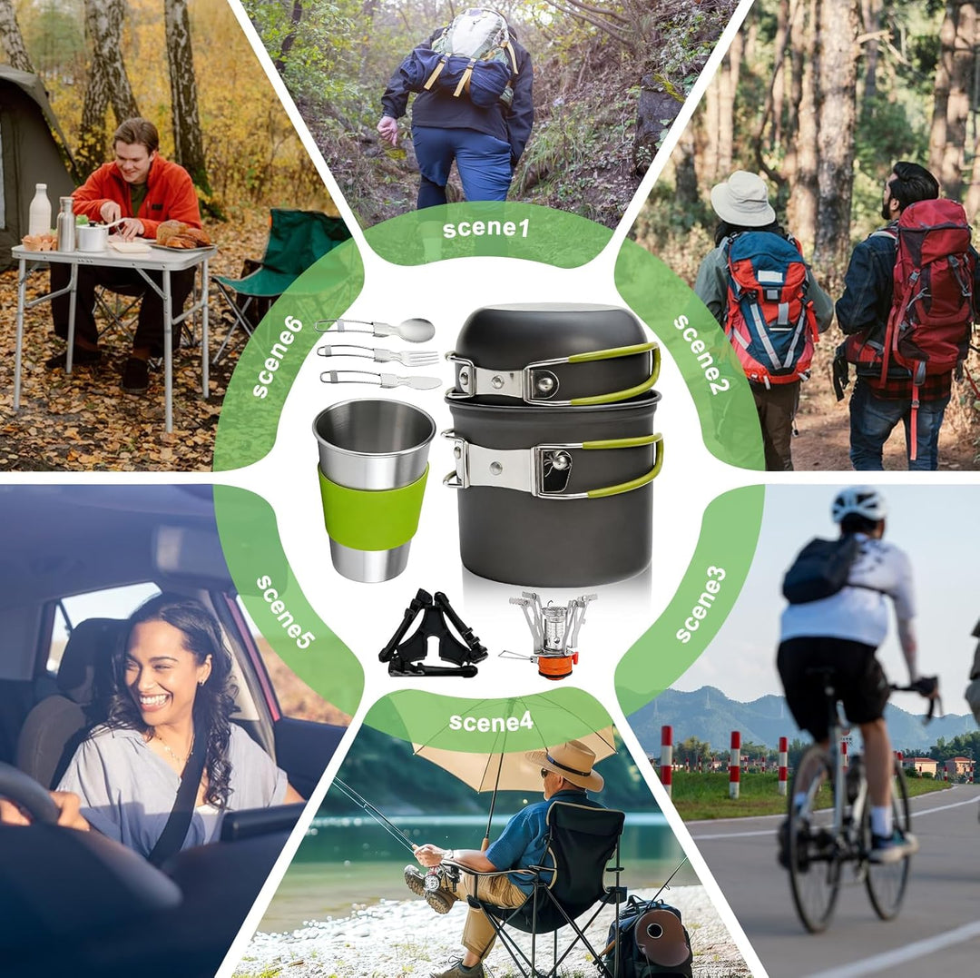 Camping Geschirr Set: Camping Besteck Set, vielseitig Camping Kochgeschirr Set, Backpacking Kochen a