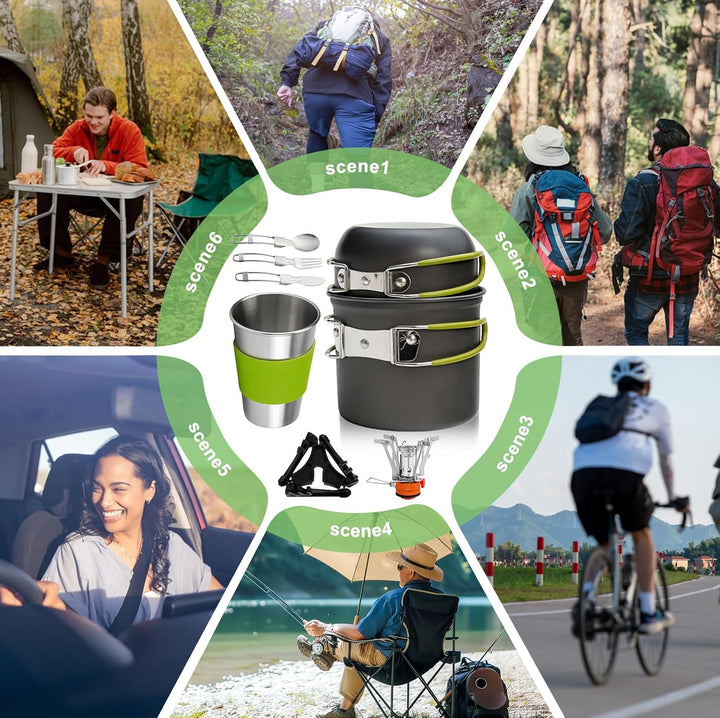 Camping Geschirr Set: Camping Besteck Set, vielseitig Camping Kochgeschirr Set, Backpacking Kochen a