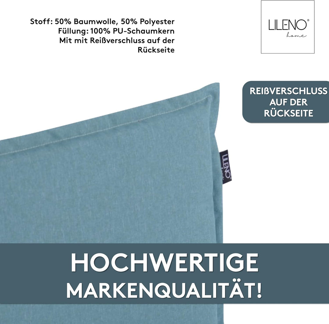 LILENO HOME Gartenstuhl Auflagen als [1er Set - Hochlehner] in Aqua - Bequeme Liegen als Sitzauflage