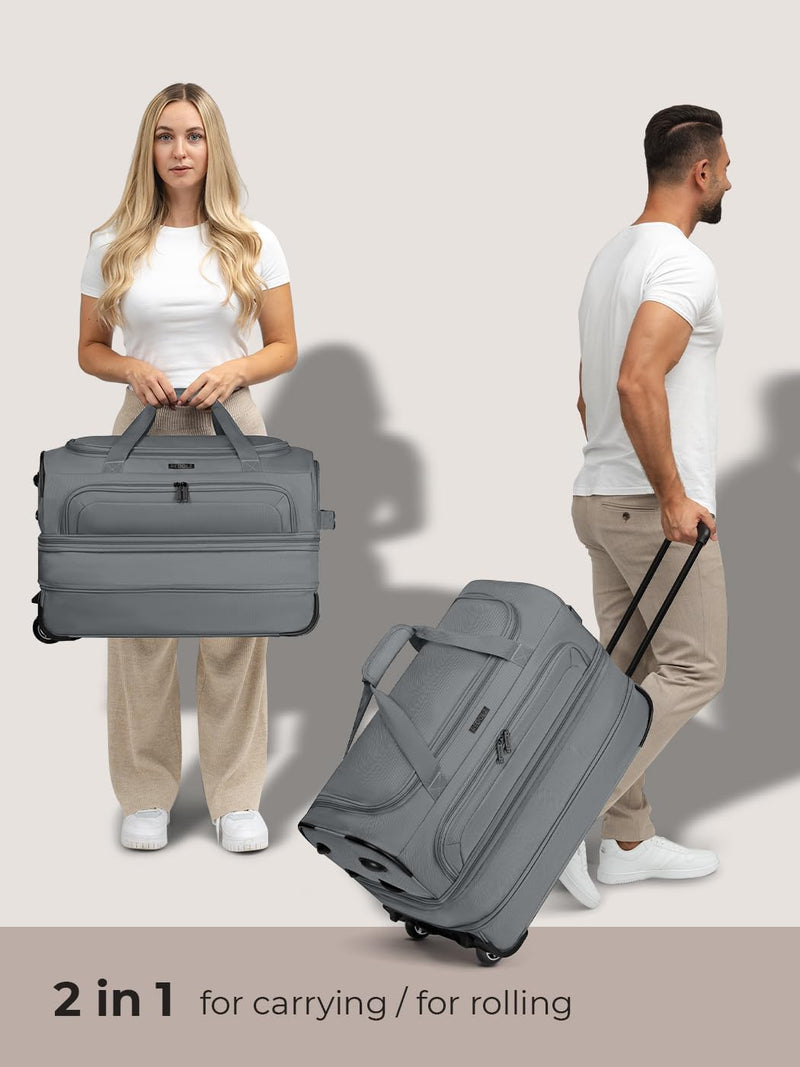 REDOLZ 2-Rollen MEDIUM Trolley-Reisetasche | Volumen mit Dehnfalte erweiterbar von 51 auf 64 Liter |