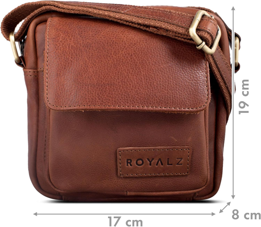 ROYALZ 'Austin' Umhängetasche Klein für Herren Leder Vintage Look Kleine Schultertasche Mini Seitent
