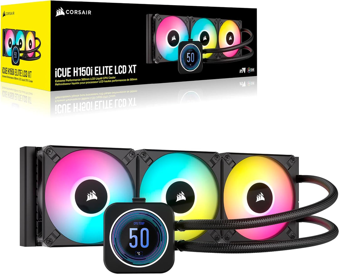 Corsair iCUE H150i Elite LCD XT Flüssig-CPU-Kühler - IPS-LCD-Bildschirm - DREI AF120 RGB -Lüfter - 3