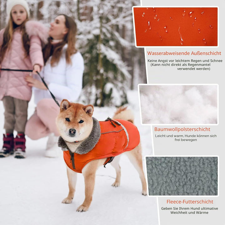 QBLEEV Hundewintermantel, warm, reflektierende Hundejacke, Rollkragen, wasserdicht, für kaltes Wette