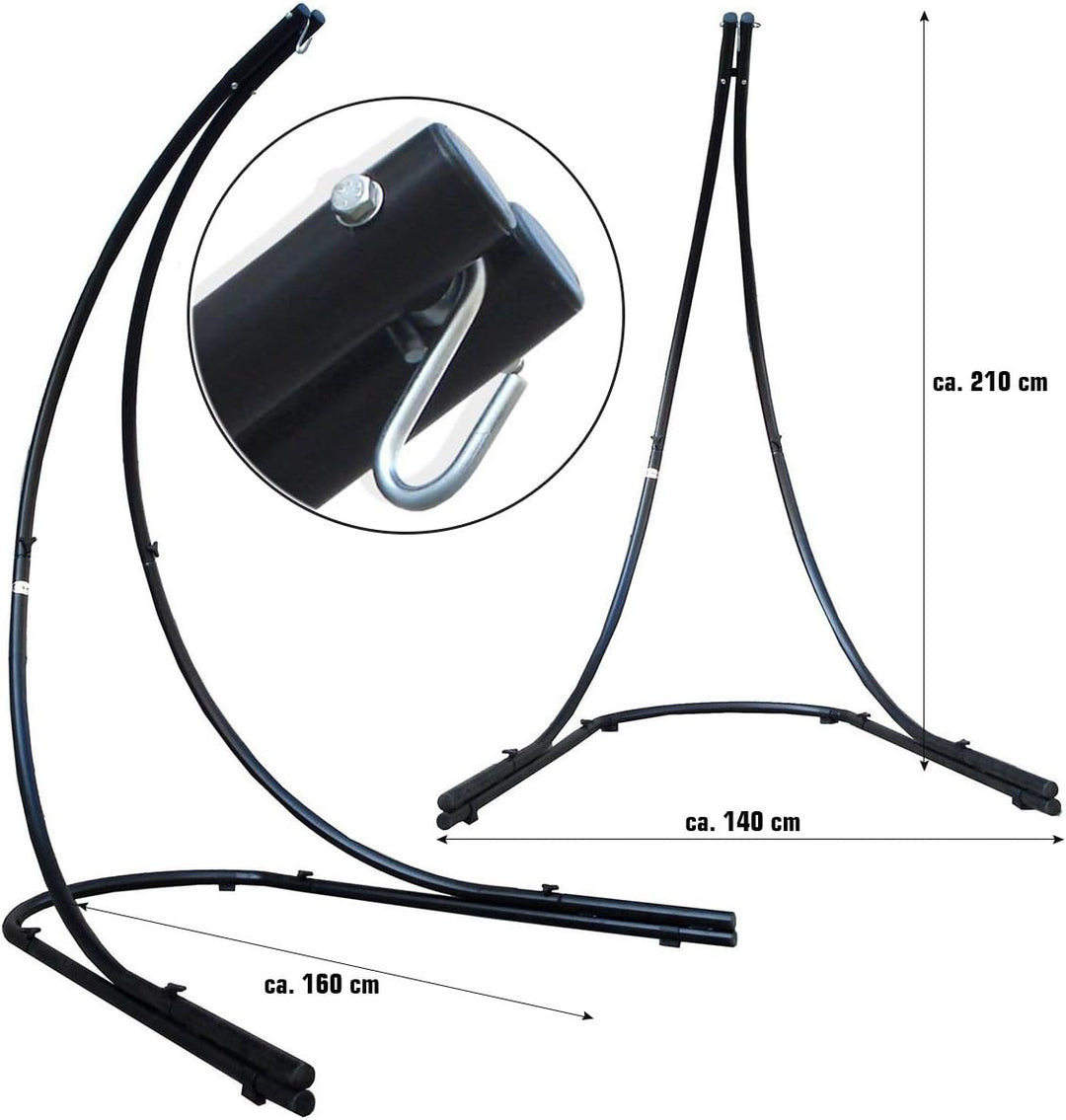 AMANKA XXL Hängesessel mit Gestell - Hängestuhl 185x130cm mit 210cm Metall Ständer für Garten - Gros