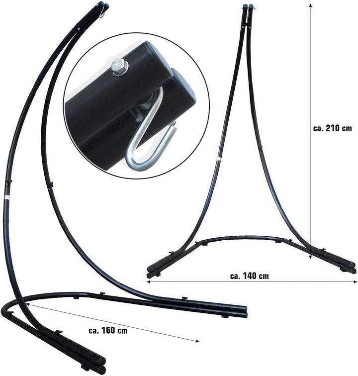 AMANKA XXL Hängesessel mit Gestell - Hängestuhl 185x130cm mit 210cm Metall Ständer für Garten - Gros