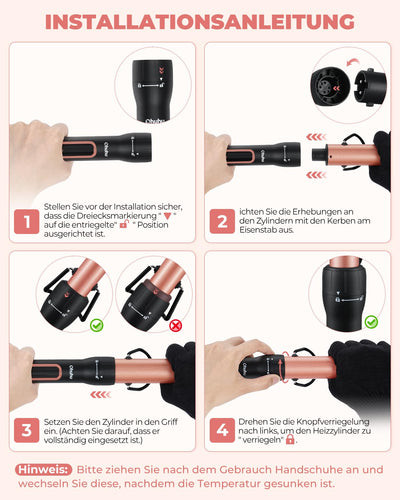 5 in 1 Lockenstab Set, Ohuhu Lockenstäbe mit 9-32 mm Zubehörteile LED Anzeige Keramikbeschichtung 3