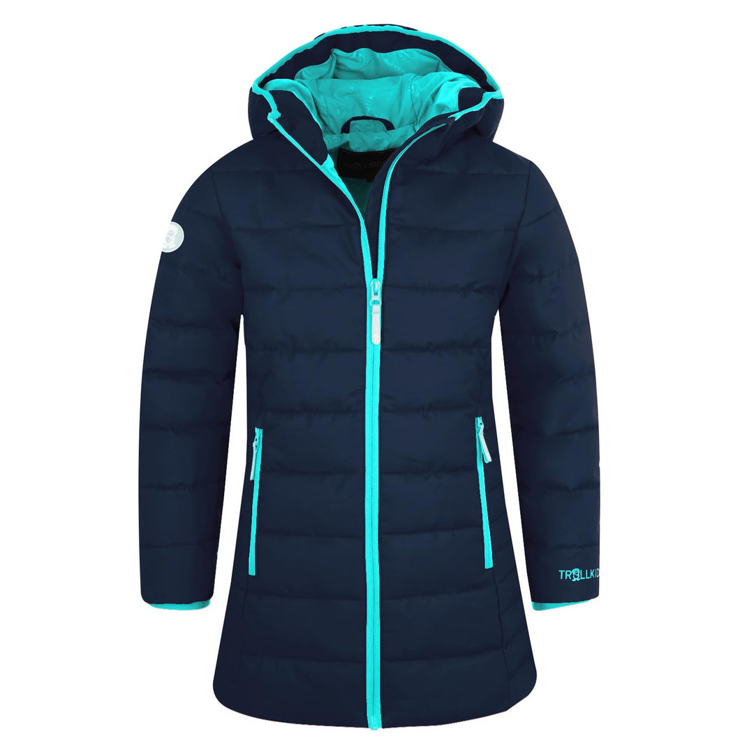 Trollkids Mädchen Wintermantel Winterjacke Stanavanger 92 Marineblau/Minze, 92 Marineblau/Minze