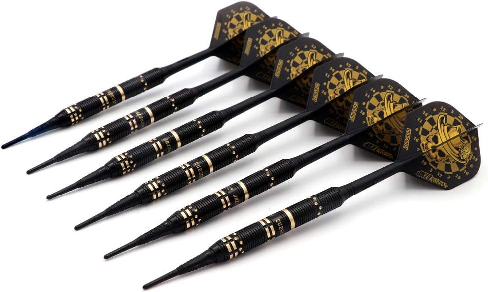 CUESOUL Jazz-METAL 19g Soft Tip Dart Set aus schwarz beschichtetem Messing mit integrierten AK5 Flig