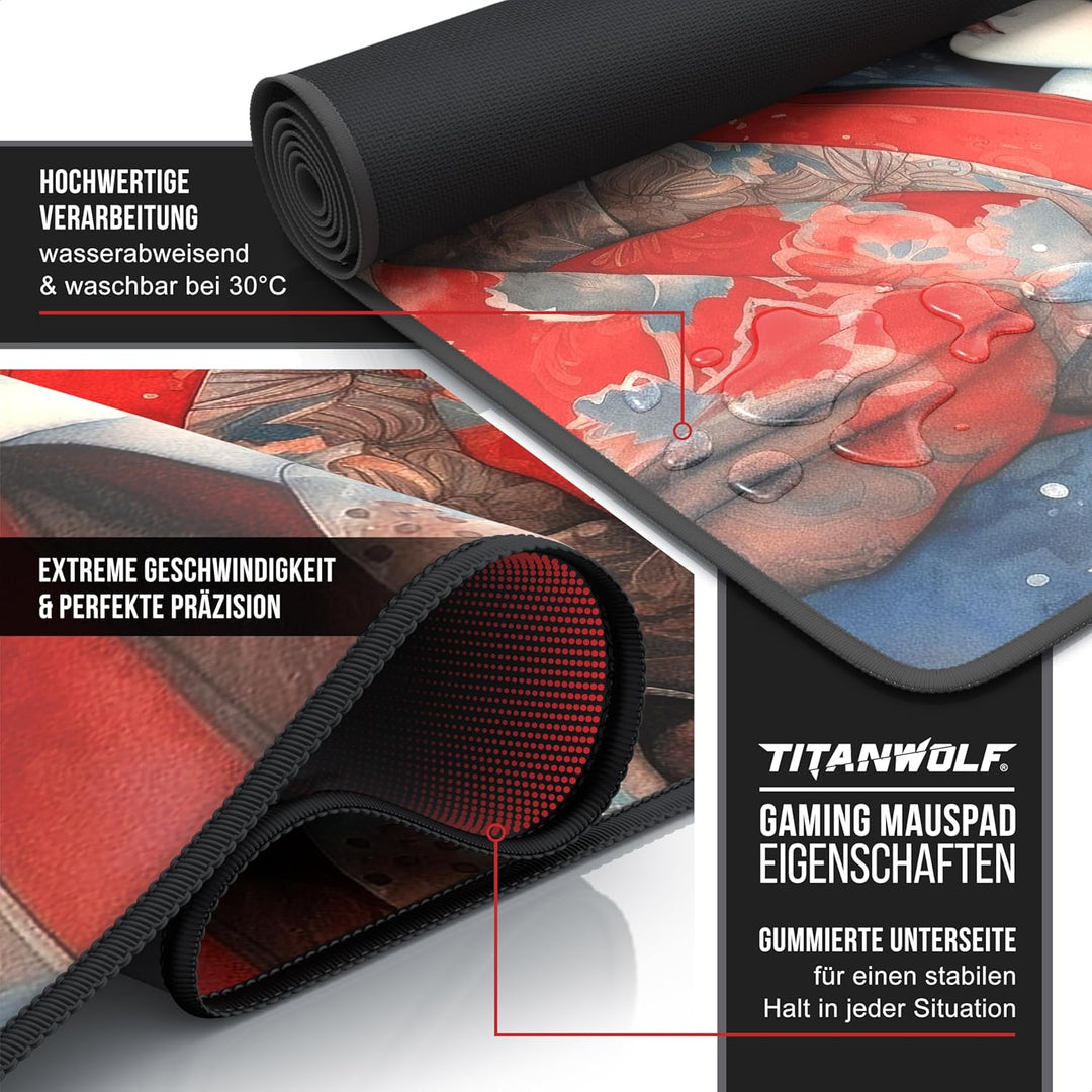 TITANWOLF - XXL Speed Gaming Mauspad 900 x 400mm - XXL Mousepad - Tischunterlage Large Size - verbes