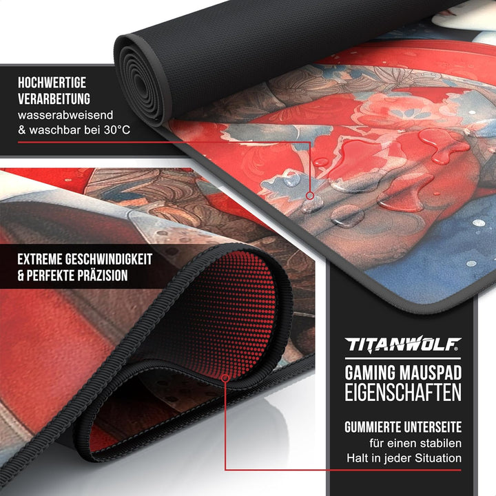 TITANWOLF - XXL Speed Gaming Mauspad 900 x 400mm - XXL Mousepad - Tischunterlage Large Size - verbes