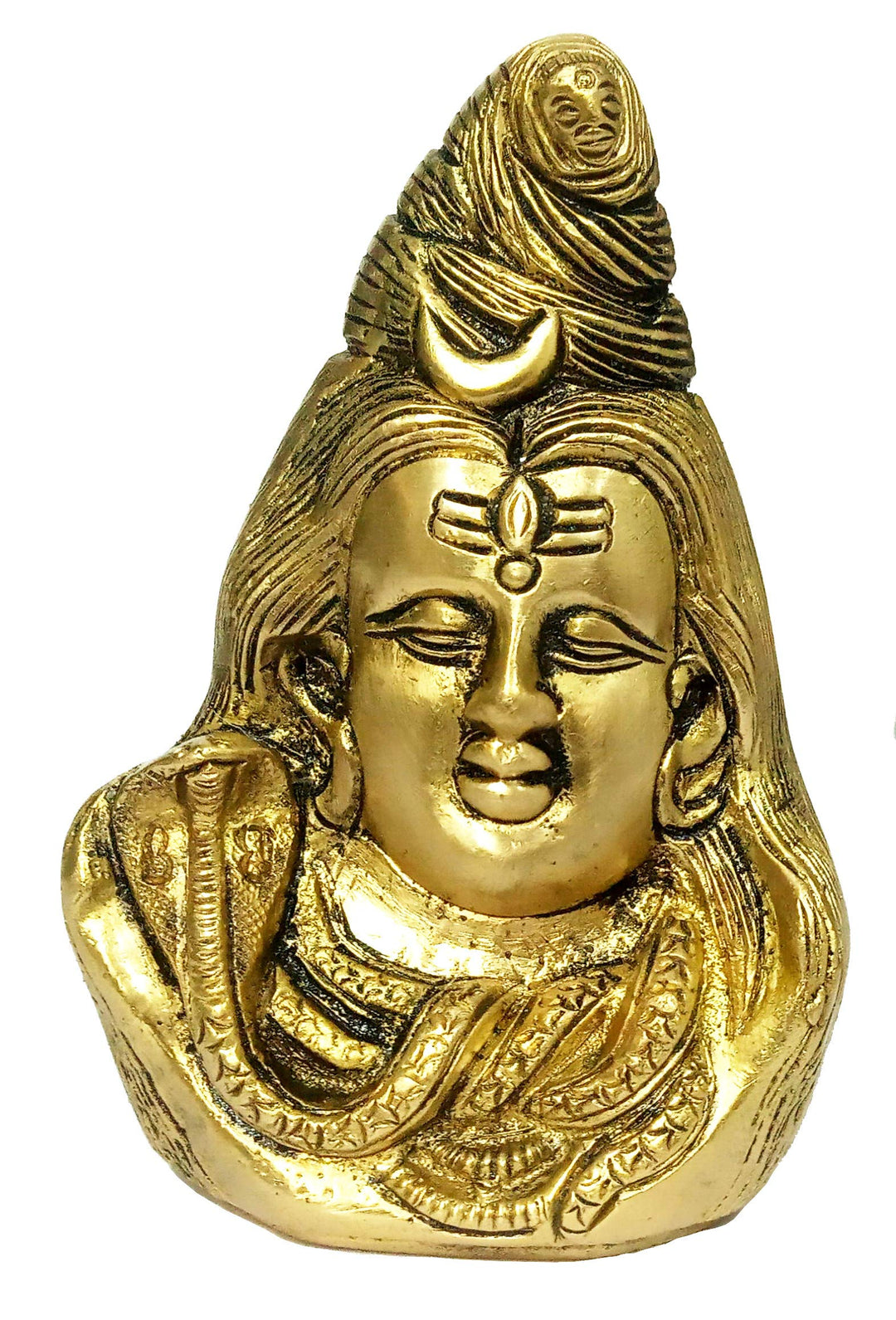 Purpledip Messing Idol Lord Shiva: Siva Bholenath mit Halbmond, Ganga und Vasuki-Schlange (12211) El