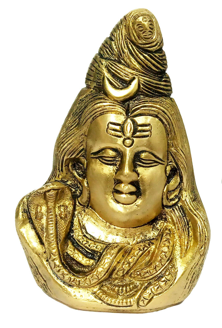 Purpledip Messing Idol Lord Shiva: Siva Bholenath mit Halbmond, Ganga und Vasuki-Schlange (12211) El