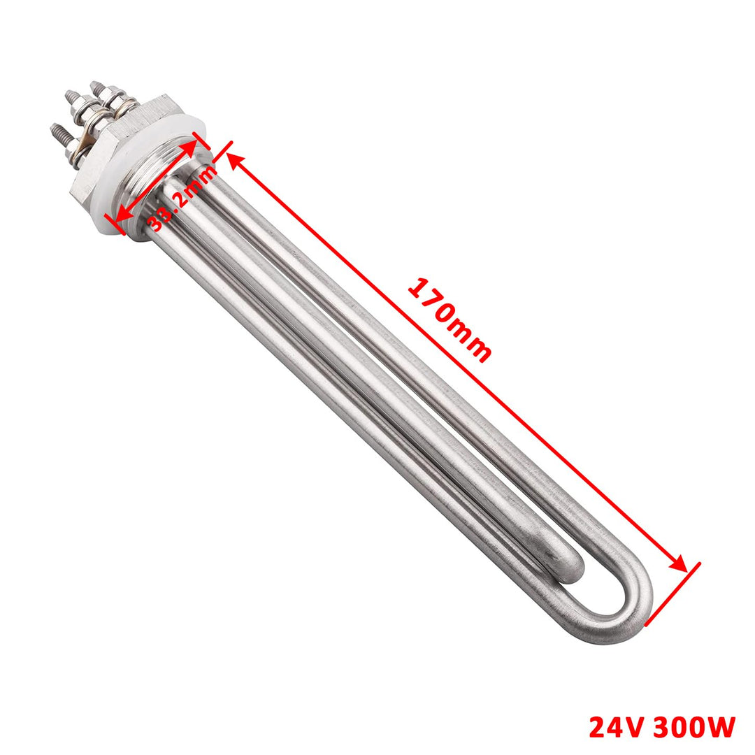AIICIOO Heizelement Edelstahl 1 Zoll 2U 24V 300W, 24V 300W