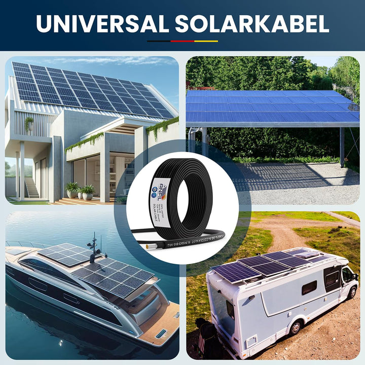 Solarkabel Verlängerung ANFIL 6mm2/10AWG Solarpanel Photovoltaik Verlängerungskabel Solar PV Kabel f