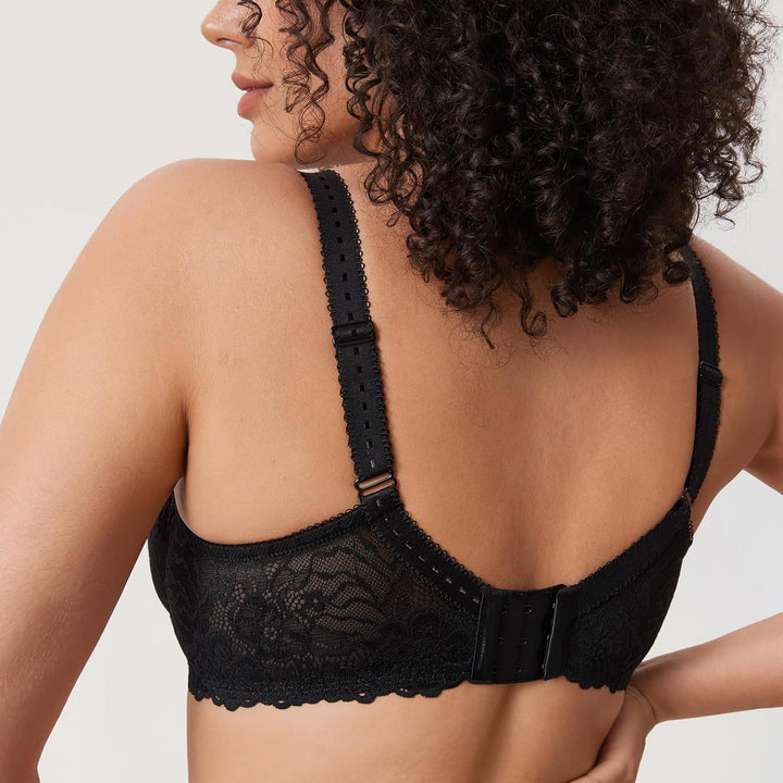 DELIMIRA Damen Minimizer BH Grosse Grössen ohne Polster Vollschalen mit Spitze 75E Schwarz, 75E Schw