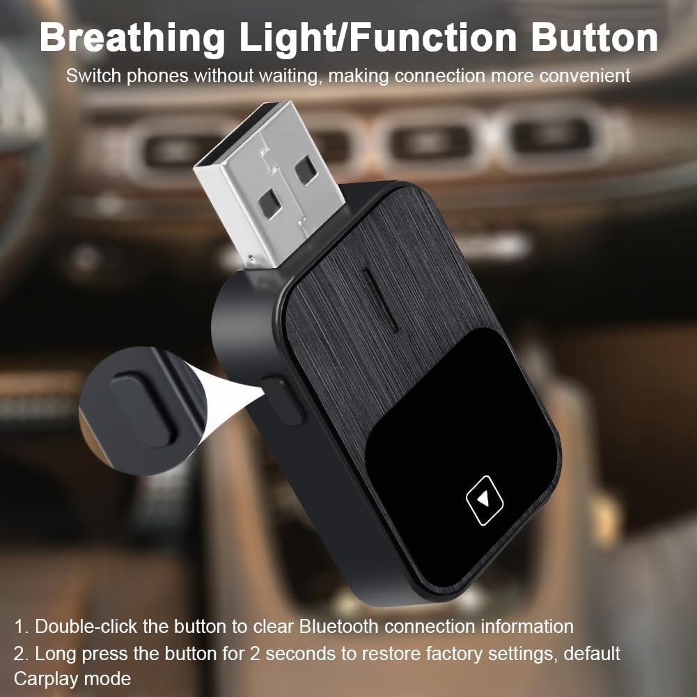 Flintronic CarPlay Adapter Kabellos CarPlay Dongle mit USB und USB-C Verlängerungskabel, kompatibel