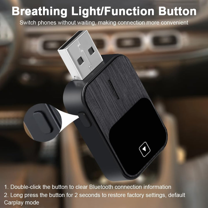Flintronic CarPlay Adapter Kabellos CarPlay Dongle mit USB und USB-C Verlängerungskabel, kompatibel