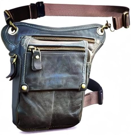 Le'aokuu Herren Echtes Leder Tasche Beinbeutel Beintasche Aussenbeintasche Beinbeuteltasche Reisen H