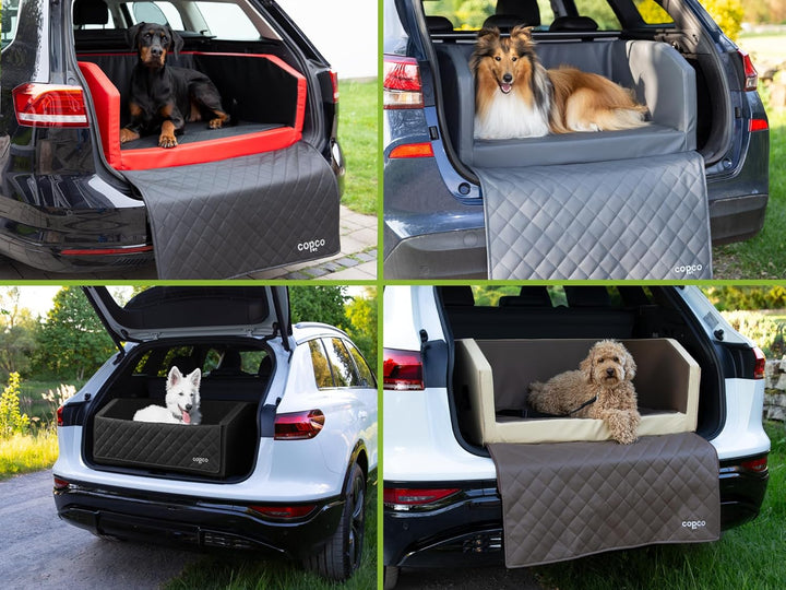CopcoPet - Travel Bed Hundebett für Kofferraum 90x55x38cm Kunstleder - Kofferraumschutz Hund wassera