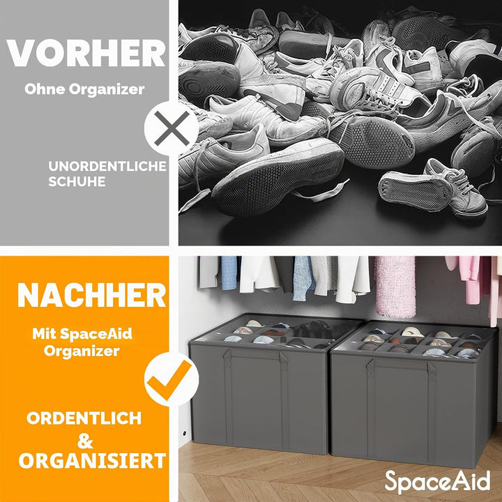 SpaceAid Schuh-Organizer für Schrank, faltbare Schuhaufbewahrungsbehälter, Körbe, Boxen mit verstell
