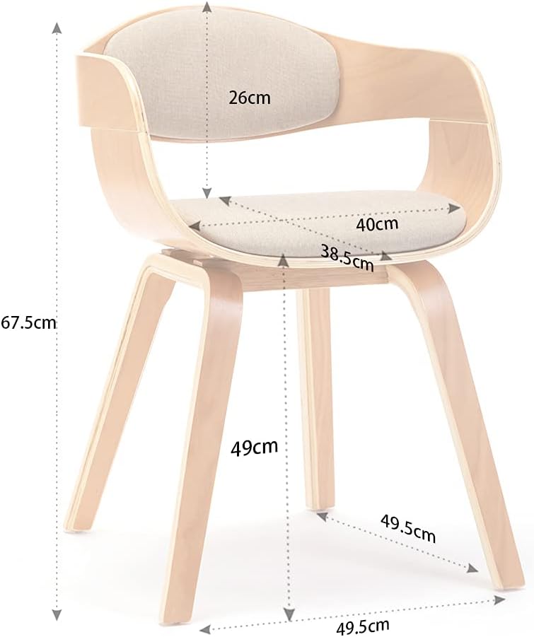 Mingone 2er Set Esszimmerstühle Holz Küchenstühle Designer Stühle mit Leinen Sessel Gepolsterte mit