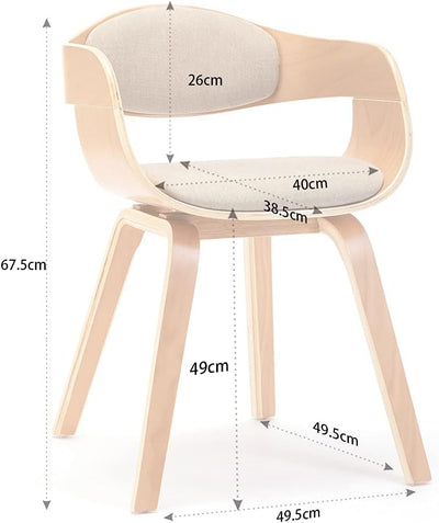 Mingone 2er Set Esszimmerstühle Holz Küchenstühle Designer Stühle mit Leinen Sessel Gepolsterte mit