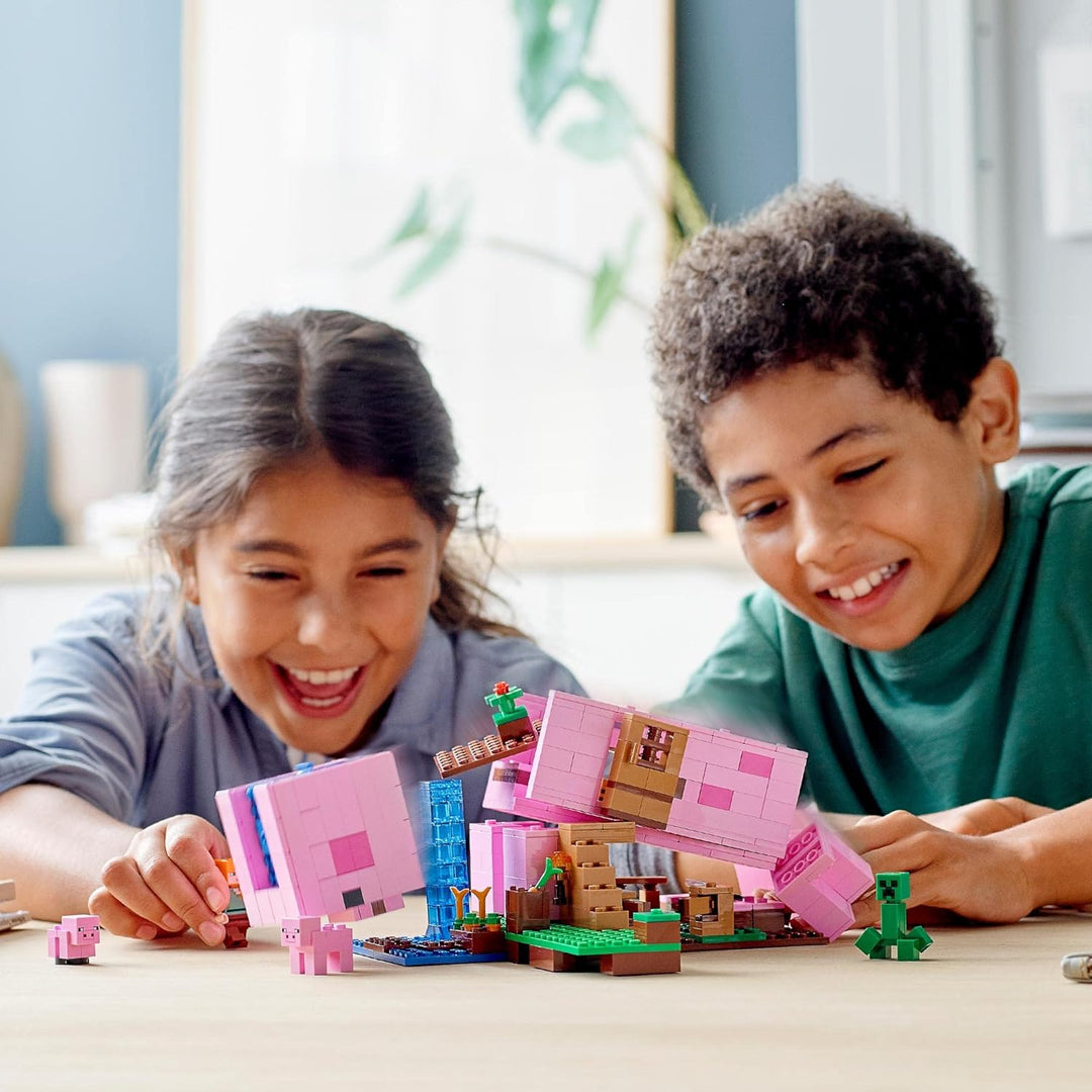 LEGO 21170 Minecraft Das Schweinehaus Bauset mit Figuren: Alex, Creeper und 2 Schweinefiguren, Tier-