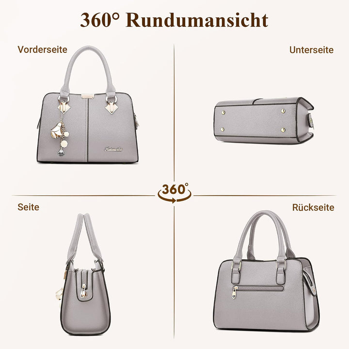 DIRRONA Damenhandtasche Mit Elegantem Anhänger Aus Weichem Verbessertem PU-Leder Und Goldenen Beschl