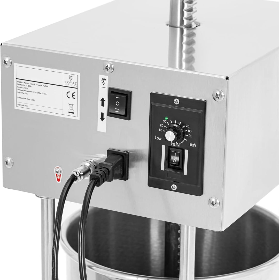 Royal Catering Elektrischer Wurstfüller mit 350 W und 25 l Kapazität über Fusspedal steuerbar Wurstf