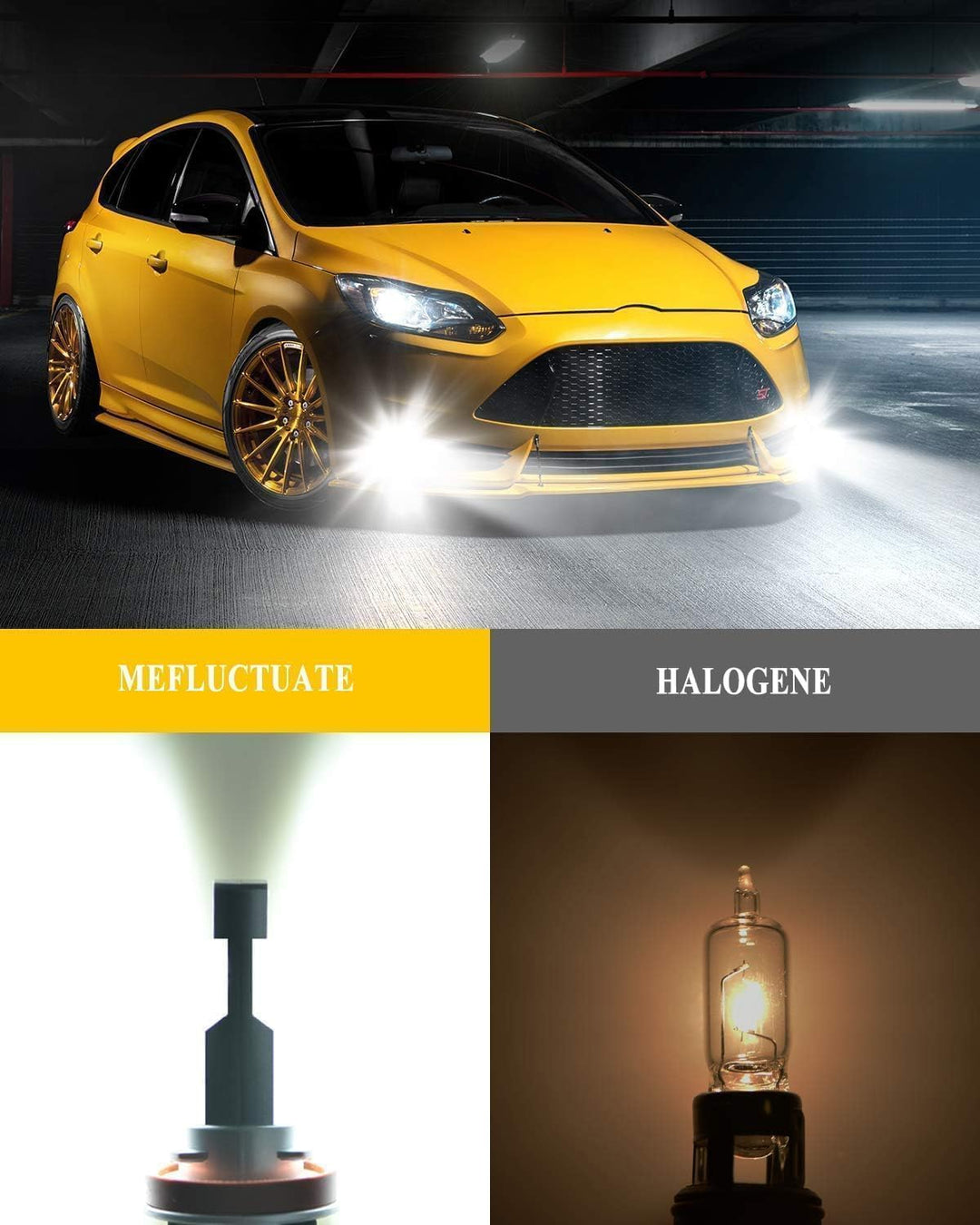 Halogen Auto Lampen H11, 300% Helligkeit als Halogenlampen 6000K Kaltes Weiss,1:1 Mini-Grösse, 2 Stü