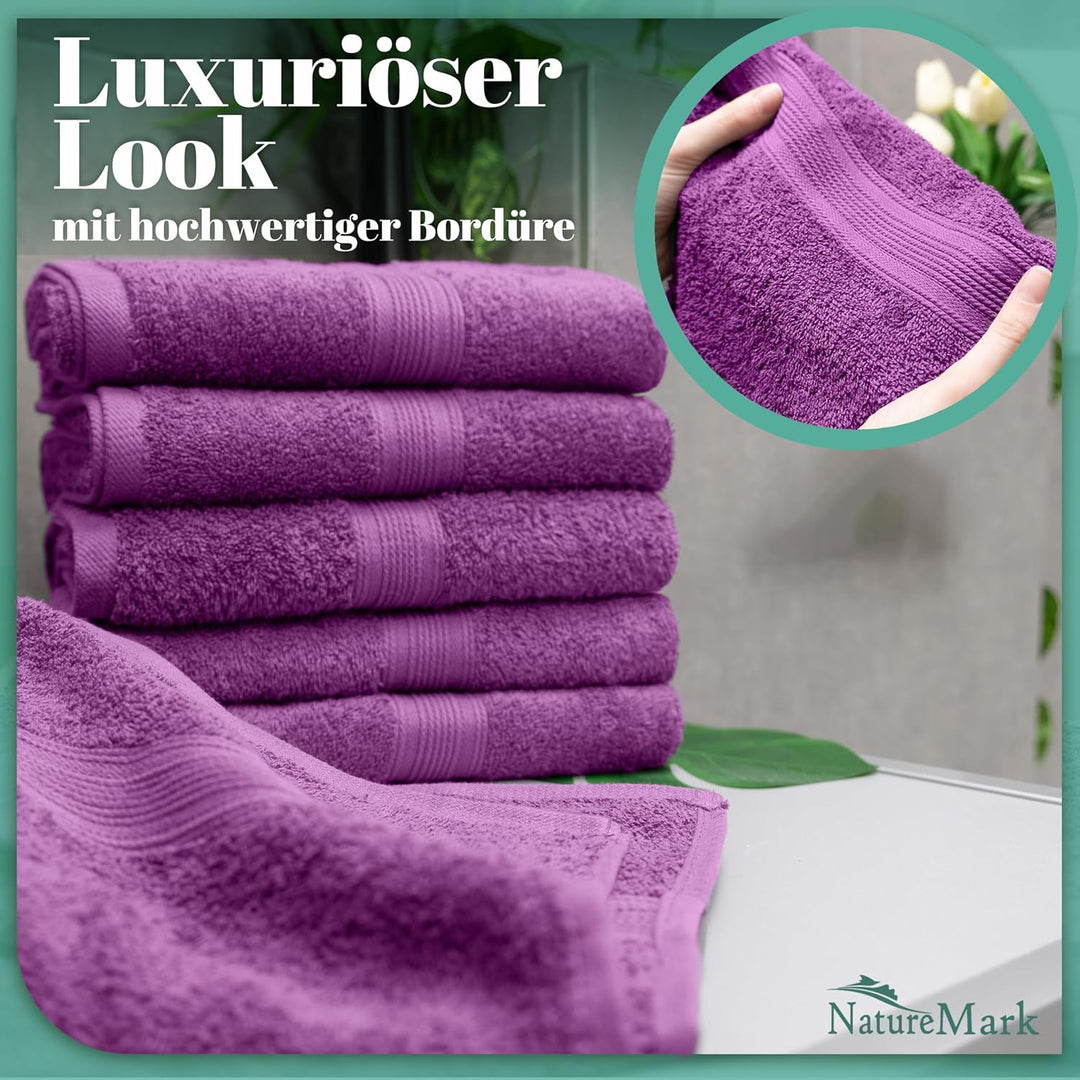 NatureMark 8X, 100% Baumwolle, Lila, 8er Pack Handtücher 50x100cm, 8, Lila