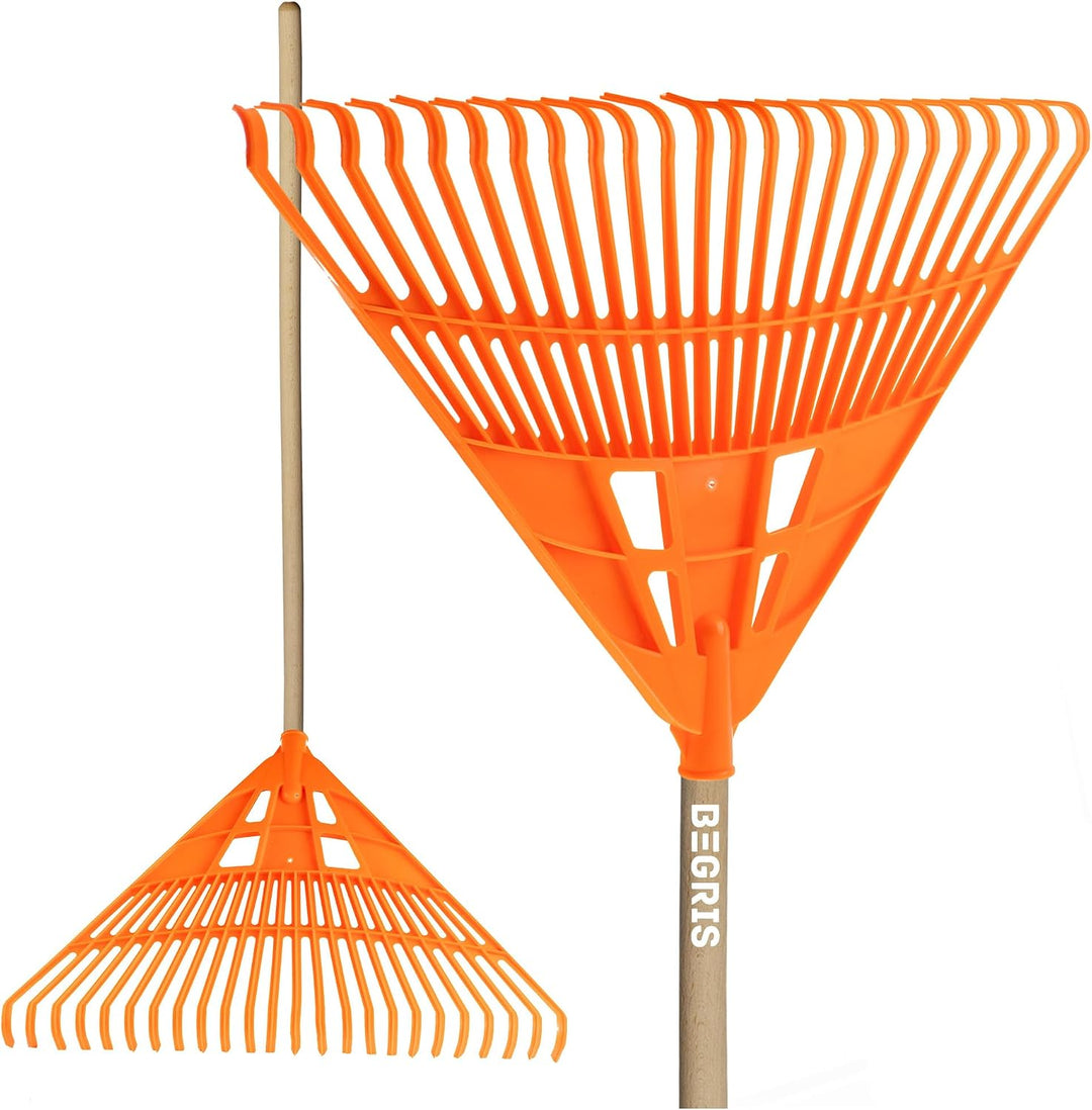 Gartenbesen für Grasblätter mit Stick 24 Zähne Leichte und Ergonomische Reche Kunststoff 61x41,5 cm