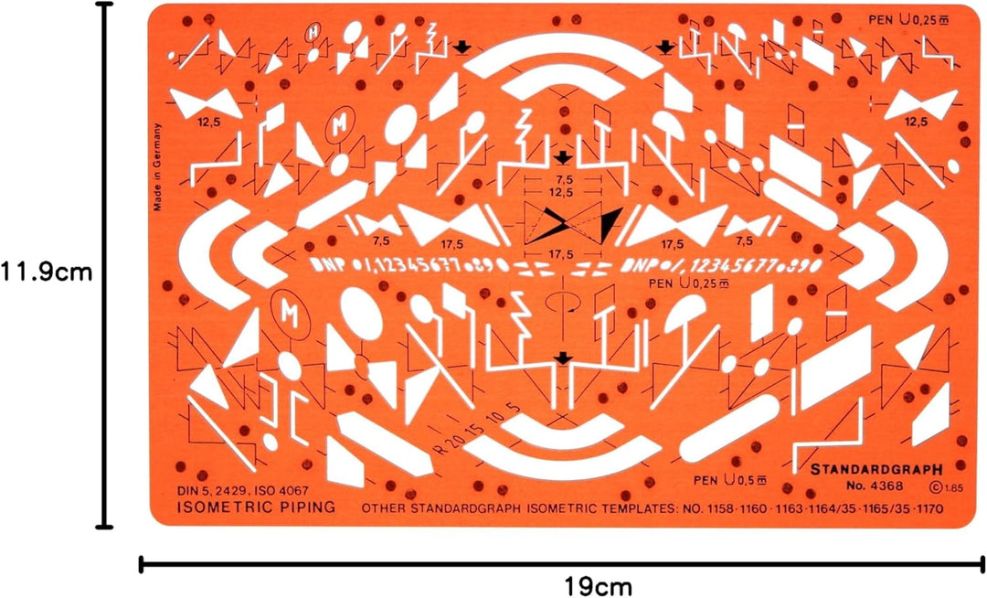 Isometric Rohrleitung Schema Isometrische Symbols Installation Schablone Zeichenschablone - Technisc