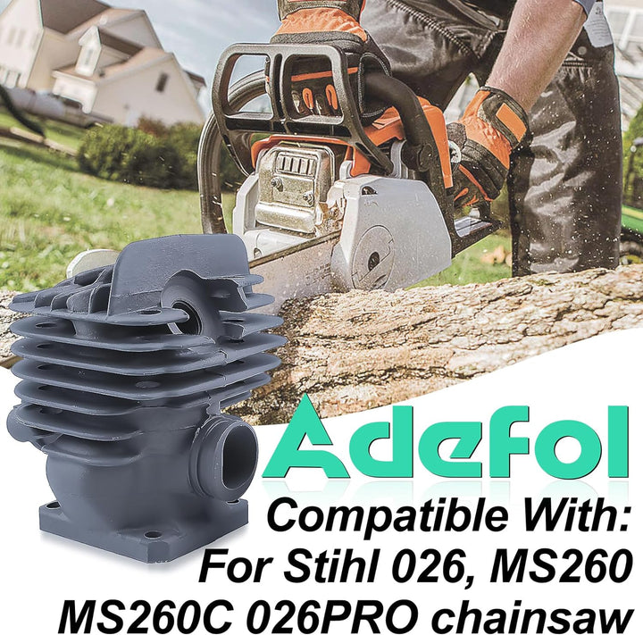 Adefol Kolben und Zylinder für Stihl 026 MS 260 Serie Serie, Nikasil 44,7 mm Kolbensatz + Dichtung +