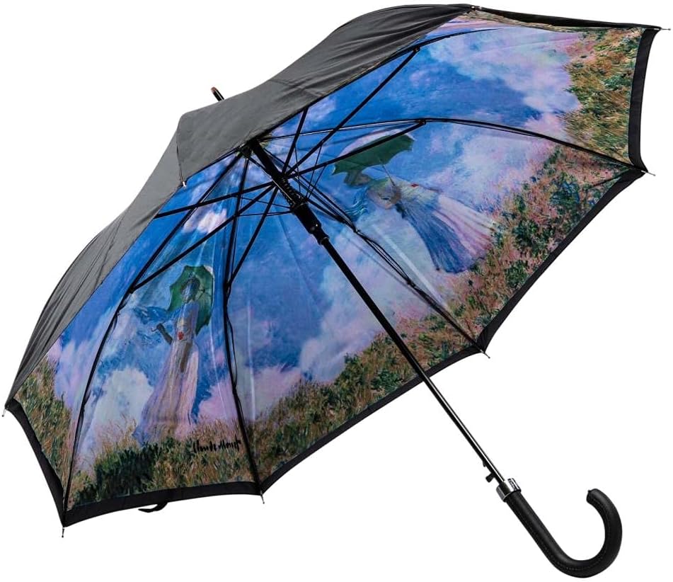 LUCKYWEATHER Regenschirm Stockschirm Damen Motiv Frau mit Sonnenschirm Auf-Automatik Double Layer I