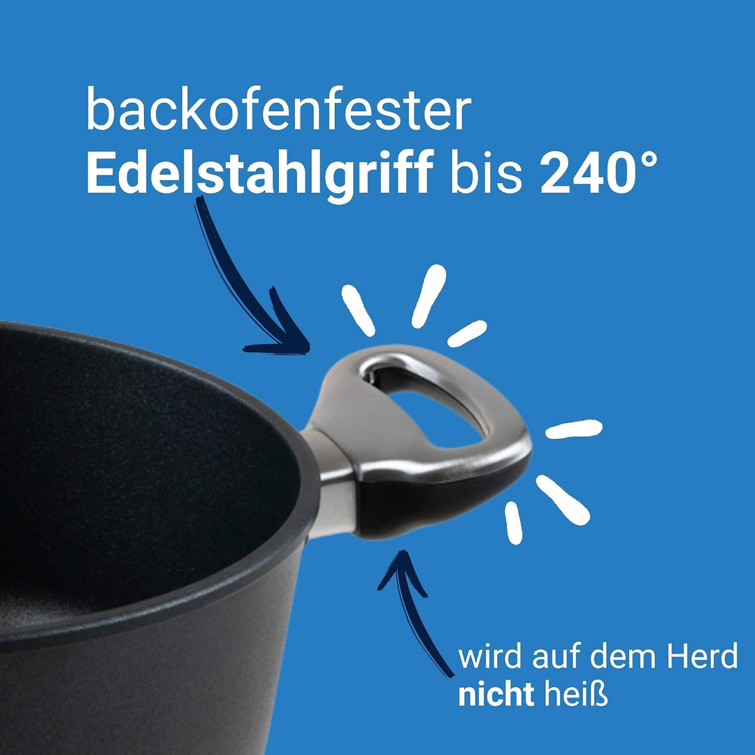 Pfannen Harecker Wok Induktion 32cm | Aluguss mit zwei Griffen | PFOA-freie Antihaftversiegelung | M