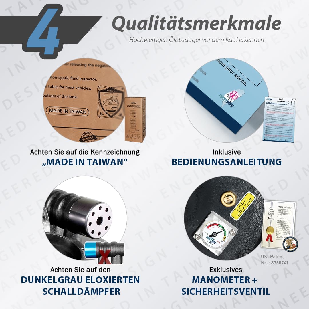 FIRSTINFO A1102EUY5 6,5L Manuelle und pneumatische | Ölpumpe Flüssigkeit Extraktor Pumpe | Ölansaugp