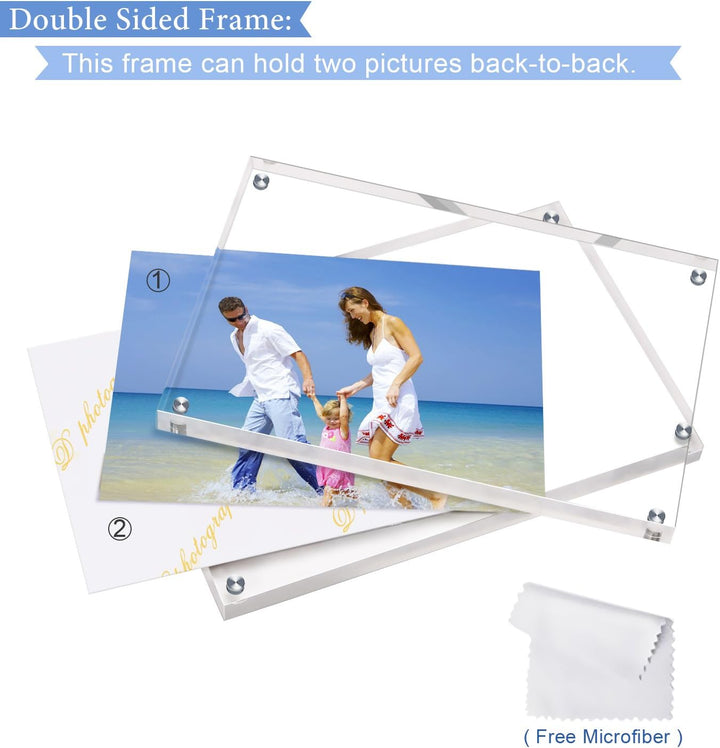 AMEITECH Acryl Bilderrahmen, 9x13 cm transparent, doppelseitig magnetisch Bilderrahmen, Desktop rahm