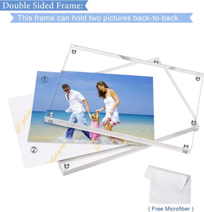 AMEITECH Acryl Bilderrahmen, 9x13 cm transparent, doppelseitig magnetisch Bilderrahmen, Desktop rahm