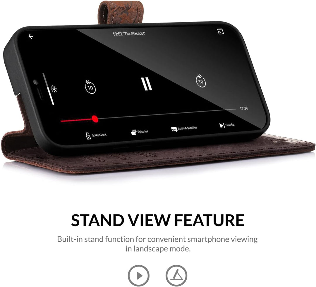 SURAZO Handyhülle für Xiaomi Redmi Note 12 Pro Plus 5G Hülle Leder – Klappbare Echtleder Schutzhülle