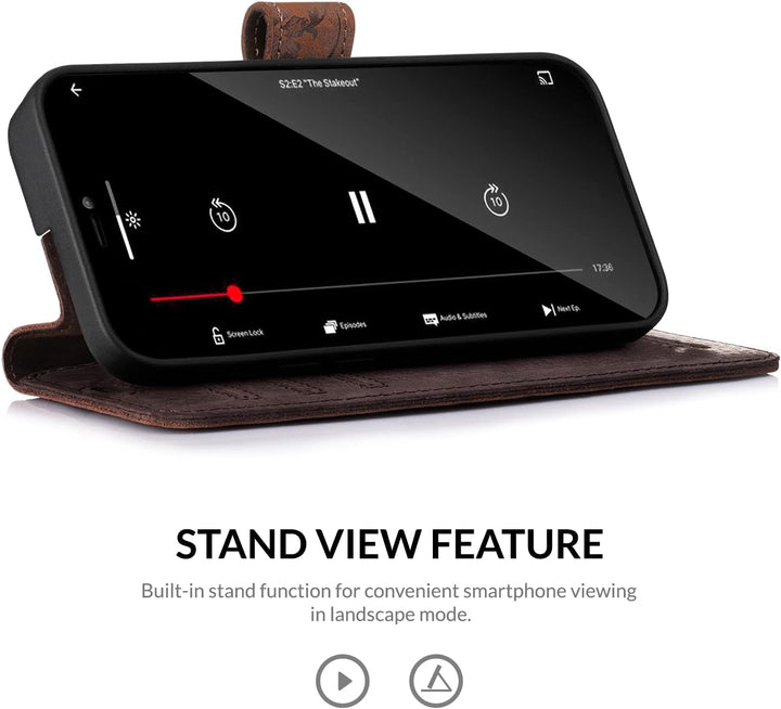 SURAZO Handyhülle für Xiaomi Redmi Note 12 Pro Plus 5G Hülle Leder – Klappbare Echtleder Schutzhülle