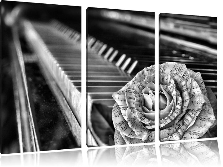 Pixxprint Noten neben Klavier als Leinwandbild/Grösse: 3 Teilig (120x80 cm) cm/Wandbild/Kunstdruck/f