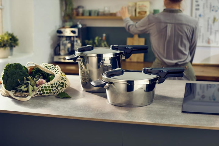 Fissler Vitaquick® Elemental Schnellkochtopf 3,5 L (Ø 22 cm) salbeigrün – Made in Germany, kompakt,