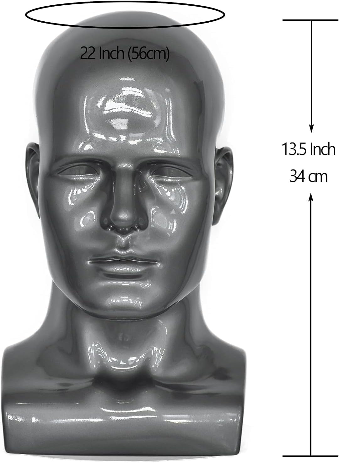 Tcwuzick PVC Schaufensterpuppe Kopf Schwarz Männlich Manikin Dummy Stand Modell Display Hut Schal Pe