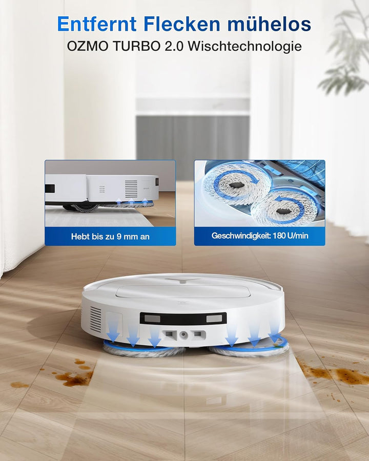 ECOVACS T50 Omni Gen2 Saugroboter mit Wischfunktion 21.000 Pa, ZeroTangle Silberweiss, Silberweiss