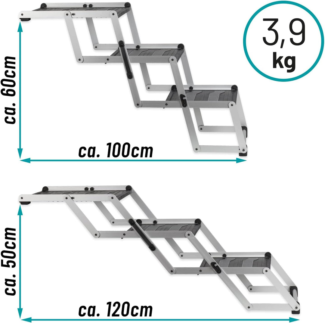 VOSS.PET Faltbare Hundetreppe, 3-stufige Kofferraumtreppe, Gelenkschonende Auto-Treppe, Einstiegshil