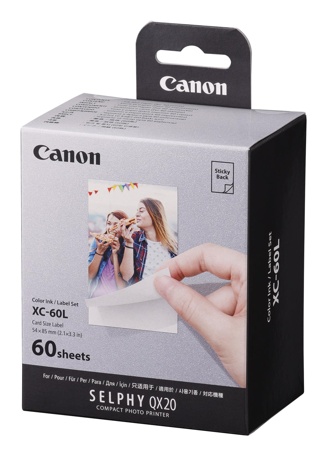 Canon XC-60L Farbband und Papierset mit 60 Blatt - Fotopapier für Canon Selphy QX20 Mini Fotodrucker