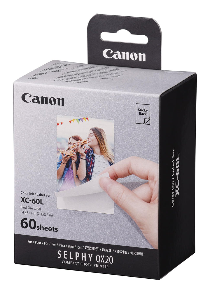 Canon XC-60L Farbband und Papierset mit 60 Blatt - Fotopapier für Canon Selphy QX20 Mini Fotodrucker
