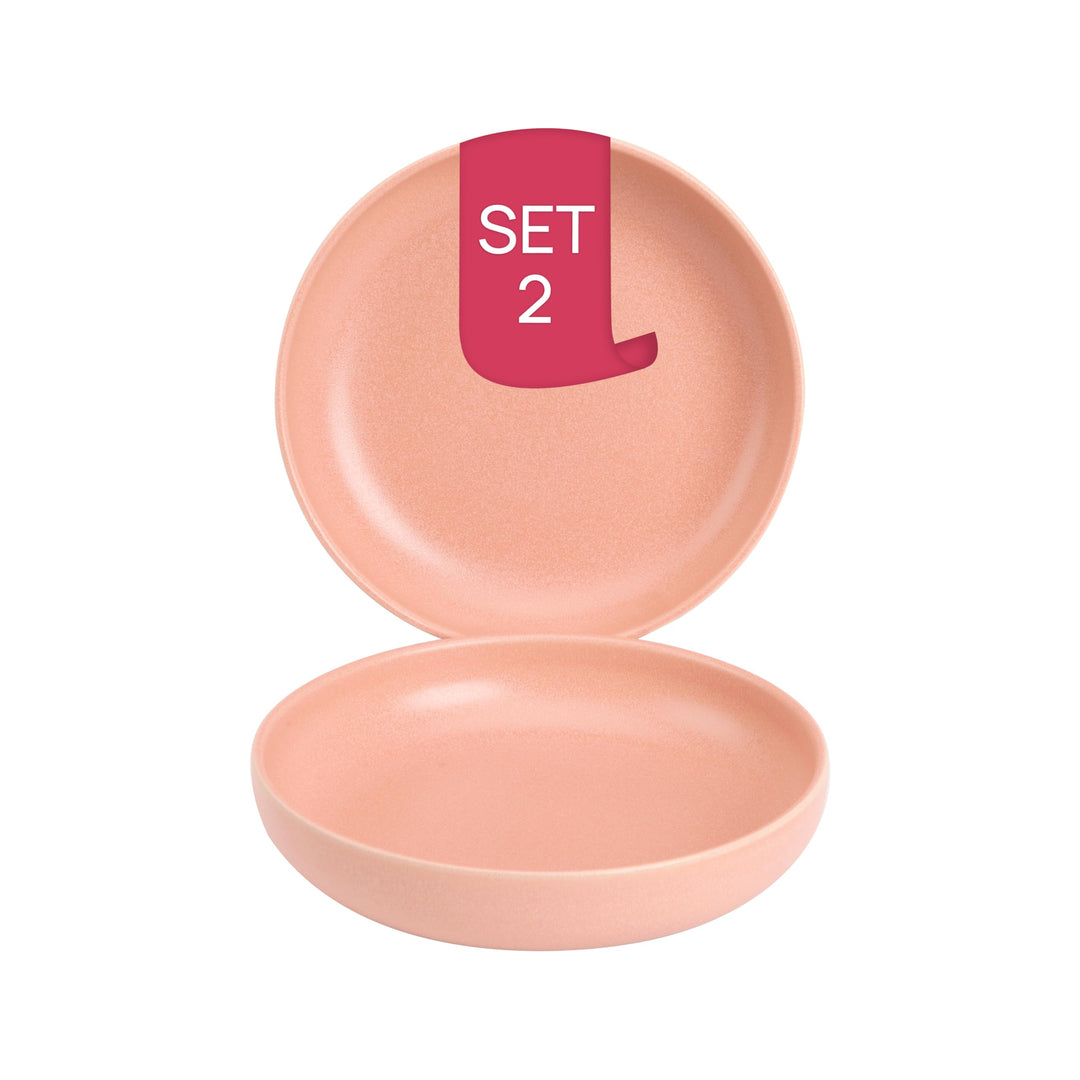 James Cooke - Bliss - Tiefe Teller Ø22cm - 2er‑Set – Rosa – Steinzeug – Spülmaschinen- & Hitzebestän