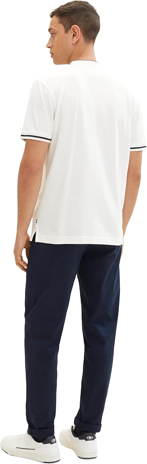 TOM TAILOR Herren Piqué Poloshirt mit Stehkragen M 10332 - Off White, M 10332 - Off White